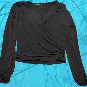 Black Wrap Long Sleeve Top
